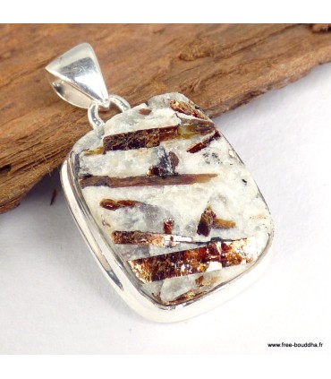 Pendentif astrophyllite brute certifié en argent 925