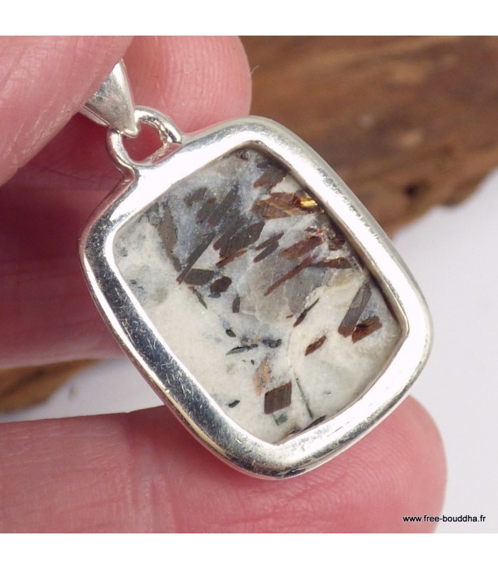 Pendentif astrophyllite brute certifié en argent 925