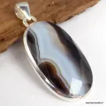 Pendentif Agate noire à bandes oval facetté - Bijoux en Agate Noire à bandes