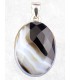 Pendentif Agate noire ovale facettée – Argent 925 certifié