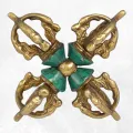 Double dorje varja bouddhiste laiton pierres 11 cm - Dordjé, double dorjé (sans cloche)