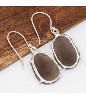 Boucles d’oreilles Saffordite serti griffes argent 925