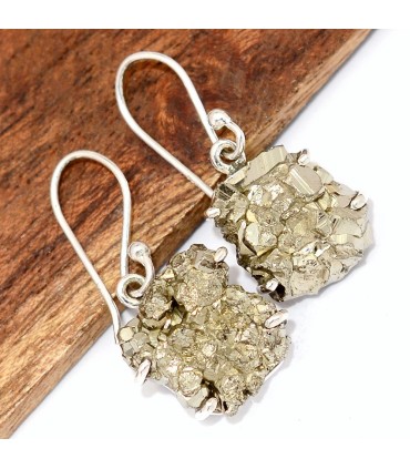 Boucles en Pyrite dorée – Argent 925 – Pierre naturelle du Mexique