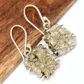 Boucles en Pyrite dorée authentique serti griffes - Bijoux Pierres Naturelles