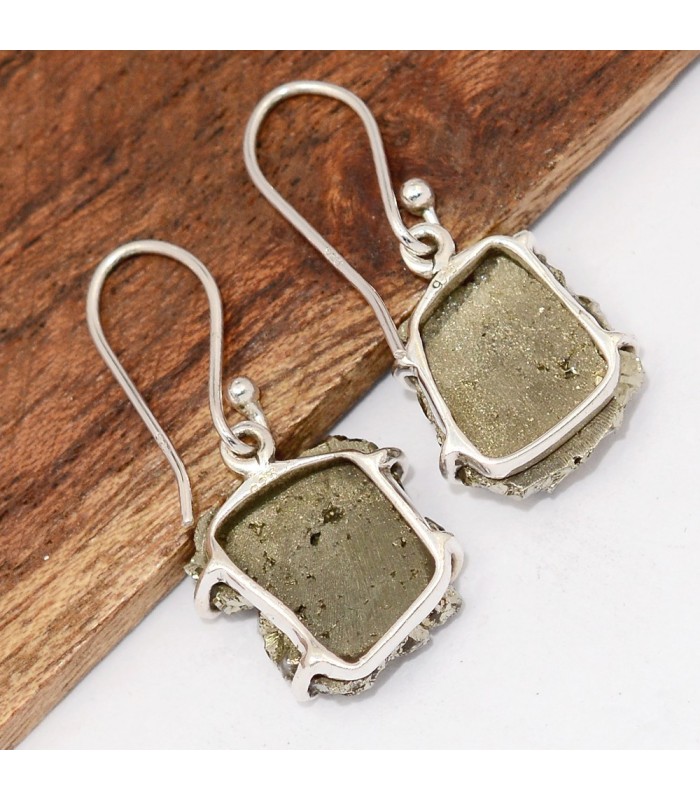 Boucles en Pyrite dorée – Argent 925 – Pierre naturelle du Mexique
