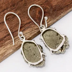 Boucles en Pyrite dorée véritable - Bijoux Pierres Naturelles