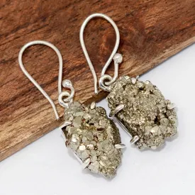 Boucles en Pyrite dorée véritable - Bijoux Pierres Naturelles