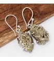 Boucles d’oreilles Pyrite dorée – Serties griffes – Argent 925
