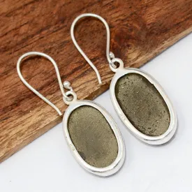 Boucles d'oreilles Pyrite dorée serti clos - Bijoux Pierres Naturelles
