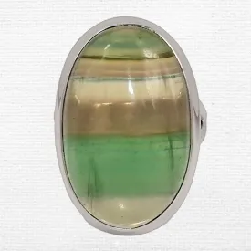 Bague Fluorite arc-en-ciel deux anneaux taille 55 - Bijoux Pierres Naturelles