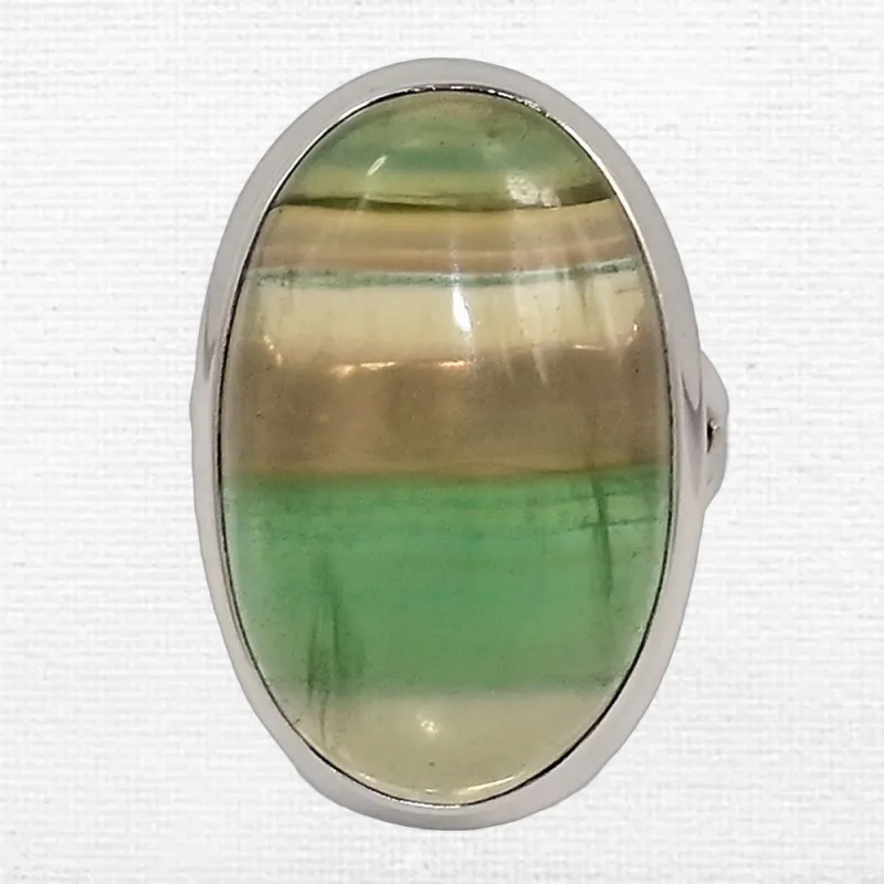 Bague Fluorite arc-en-ciel deux anneaux taille 55 - Bijoux Pierres Naturelles
