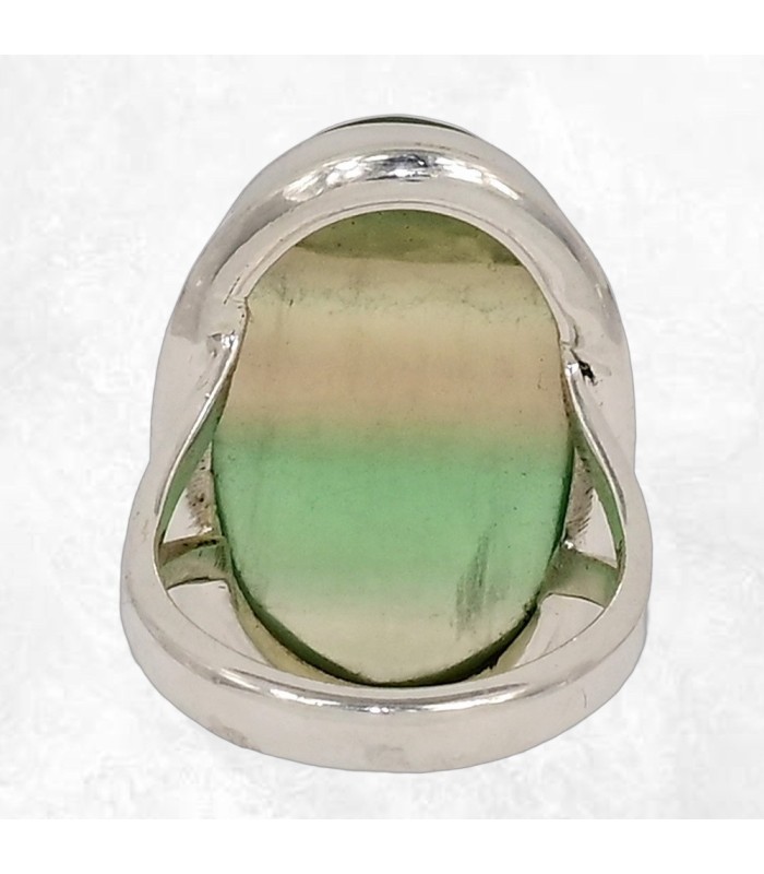 Bague Fluorite multicolore – Argent 925 certifié – Taille 55