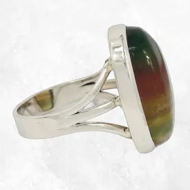 Bague Fluorite arc-en-ciel trois anneaux taille 65 - Bijoux Pierres Naturelles