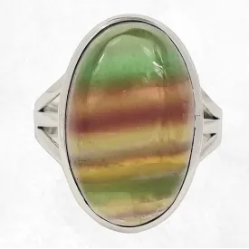 Bague Fluorite arc-en-ciel trois anneaux taille 65 - Bijoux Pierres Naturelles