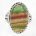 Bague Fluorite arc-en-ciel trois anneaux taille 65 - Bijoux Pierres Naturelles