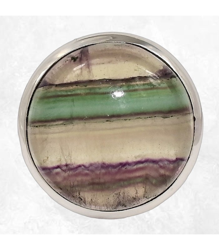 Bague artisanale en fluorite rayée – Argent massif 925