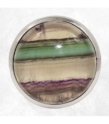 Bague artisanale en fluorite rayée – Argent massif 925