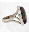 Bague artisanale en fluorite rayée – Argent massif 925