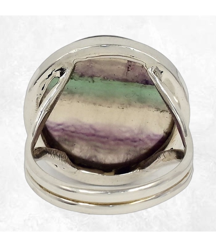 Bague artisanale en fluorite rayée – Argent massif 925