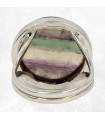 Bague artisanale en fluorite rayée – Argent massif 925