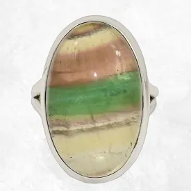 Bague Fluorite multicolore ovale taille 55 - Bijoux Pierres Naturelles