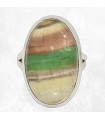 Bague Fluorite ovale multicolore – Argent 925 – Taille 55