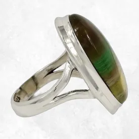 Bague Fluorite multicolore ovale taille 55 - Bijoux Pierres Naturelles