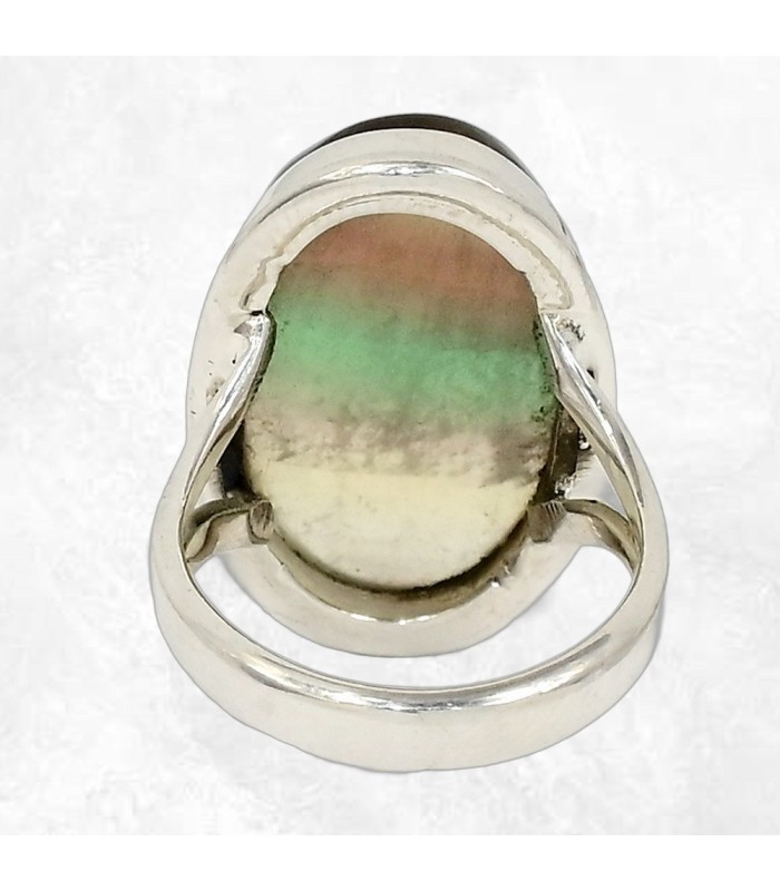 Bague Fluorite ovale multicolore – Argent 925 – Taille 55