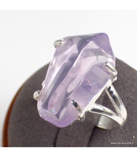 Bague en Quartz Lavande brut taille 60 61
