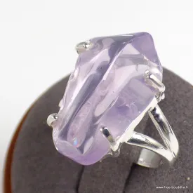 Bague en Quartz Lavande brut taille 60 61 - Bijoux en Quartz Lavande