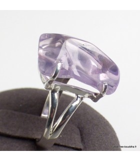 Bague Quartz Lavande brut – Argent 925 taille 60/61