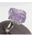Bague artisanale Quartz Lavande brute – Argent massif