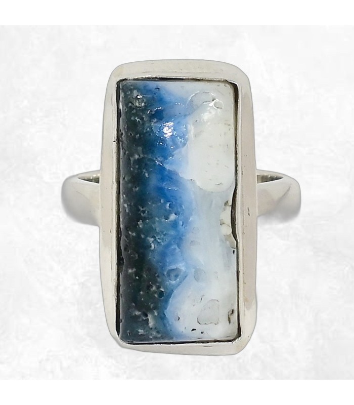 Bague énergétique en Glacierite bleue – taille 53 – bijou de transformation