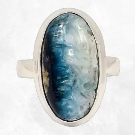 Bague Nakaurite Glacierite blue ice ovale taille 55 - Bijoux Pierres Naturelles