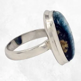 Bague Nakaurite Glacierite blue ice ovale taille 55 - Bijoux Pierres Naturelles