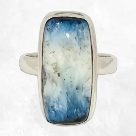 Bague Nakaurite Glacierite blue ice rectangulaire taille 58 - Bijoux Pierres Naturelles