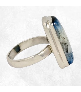 Bague Nakaurite Glacierite Blue Ice rectangulaire – argent 925 – taille 58