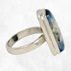 Bague Nakaurite Glacierite blue ice rectangulaire taille 58 - Bijoux Pierres Naturelles