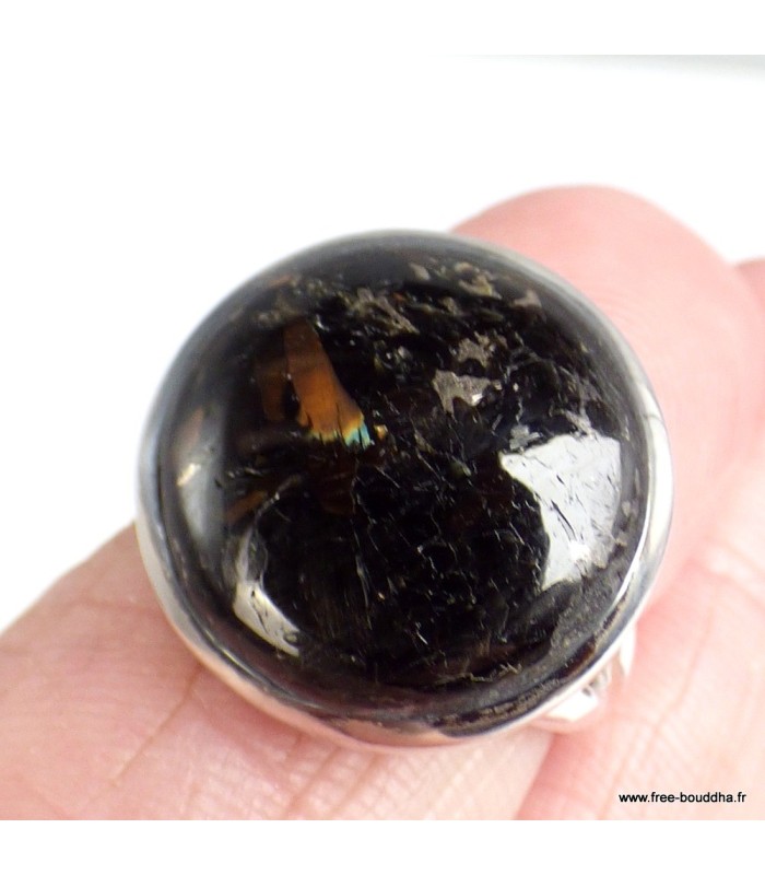 Bague Nuumite ronde naturelle – argent 925 – taille 55 – 2 anneaux