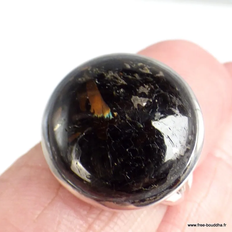 Bague Nuumite ronde naturelle 2 anneaux taille 55 - Bijoux Pierres Naturelles