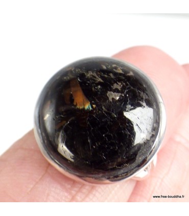 Bague Nuumite ronde naturelle – argent 925 – taille 55 – 2 anneaux