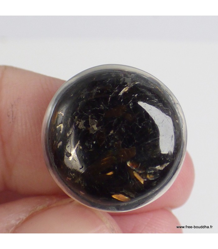 Bague Nuumite ronde naturelle – argent 925 – taille 55 – 2 anneaux