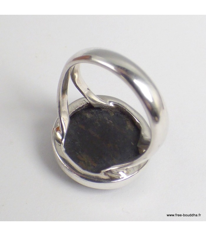 Bague Nuumite ronde naturelle – argent 925 – taille 55 – 2 anneaux