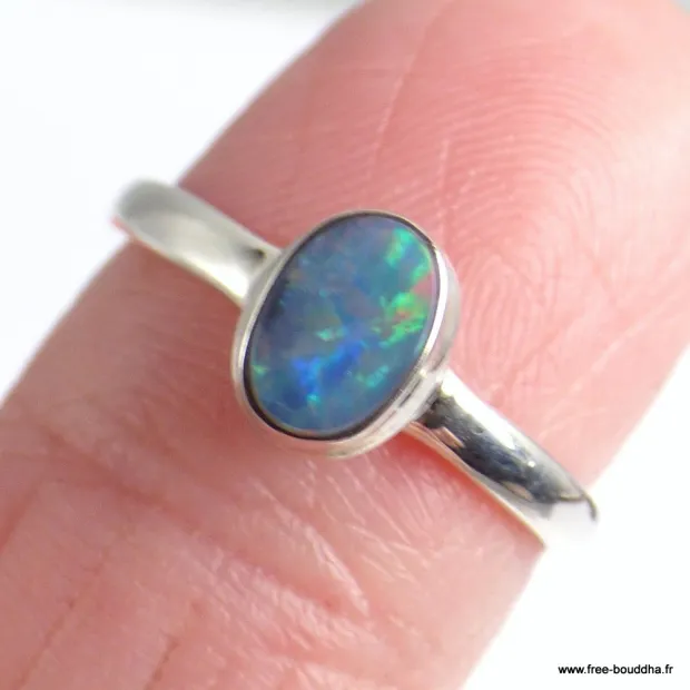 Bague Opale australienne ovale taille 54 - Bijoux en Opale Australienne