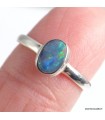 Bague opale australienne ovale – argent 925 – taille 54 certifiée