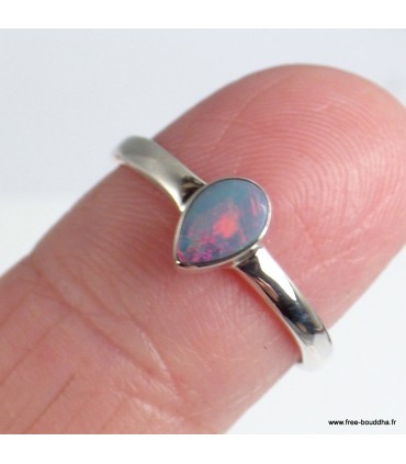 Bague opale australienne goutte – argent 925 – taille 56/57 certifiée