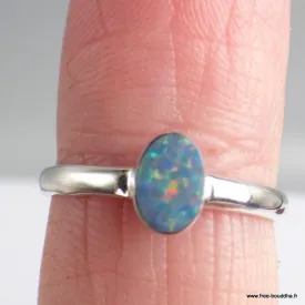 Bague Opale australienne authentique ovale taille 54 - Bijoux en Opale Australienne