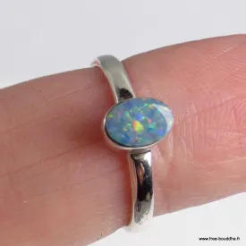 Bague Opale australienne authentique ovale taille 54 - Bijoux en Opale Australienne