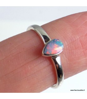 Bague opale véritable australienne – Argent 925, taille 59