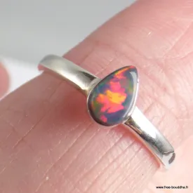 Bague Opale australienne authentique bleu foncé taille 54 - Bijoux en Opale Australienne